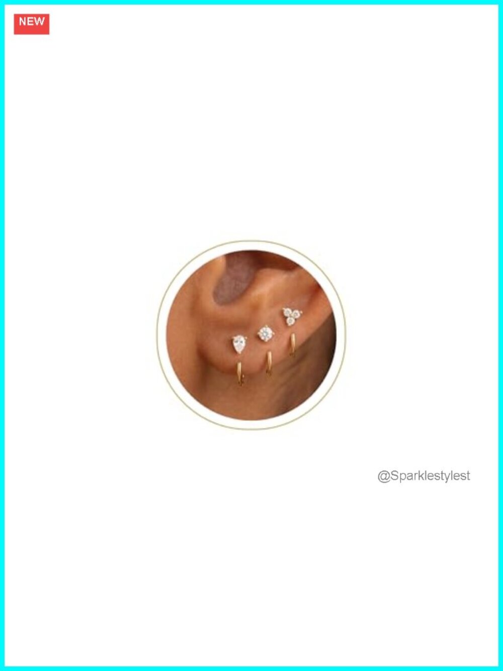 3 Pairs Backless Half Hoop Huggie Earrings 14K Gold Plated Brass CZ